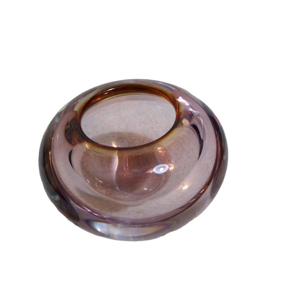 Vintage homegaard pink Glass centerpieces bowl heavy - Picture 5 of 9